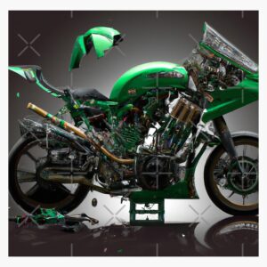 Dekonstruiertes Motorrad Metallbild matt