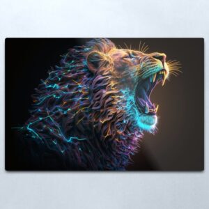 blau leuchtender Löwenschrei glänzend