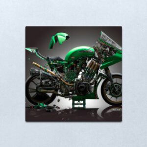 Dekonstruiertes Motorrad Metallbild matt